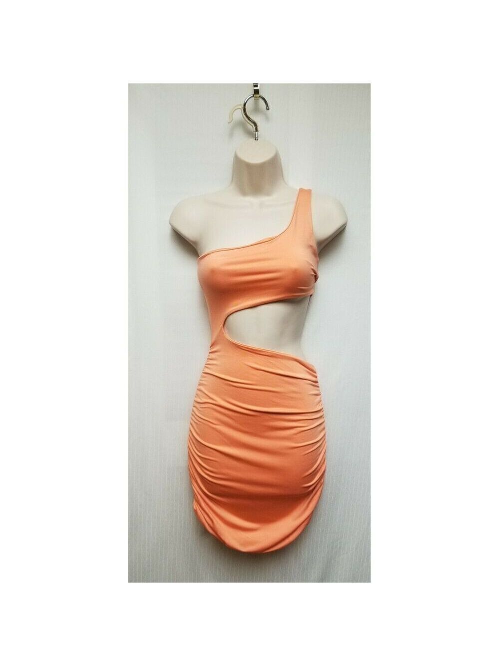 Women's Bandage Dress Shoulder Off Bright Orange Small - Picture 4 of 5